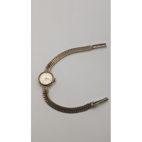 227 - A 9ct gold ladies Aviva manual wind wrist watch on a 9ct gold bracelet, total weight 13.8g
Location:... 