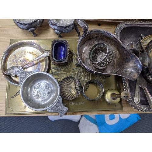 280 - Silver plate and EPNS items to include candlesticks, coffee pots, one with a Walrus tusk handle, a t... 