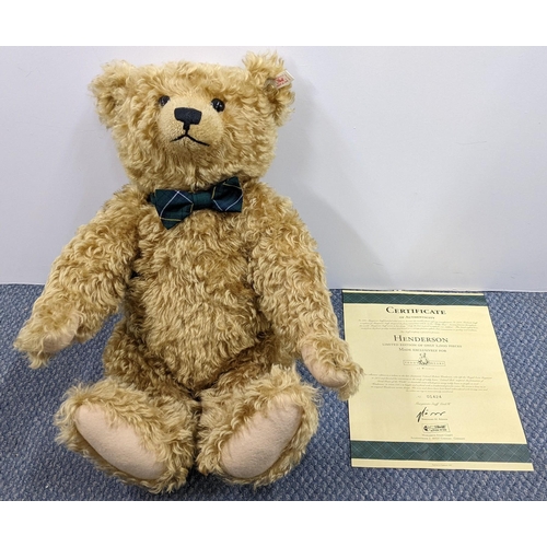 343 - A vintage limited edition Steiff Henderson bear, exclusive to Bears of Witney bear, with Steiff butt... 