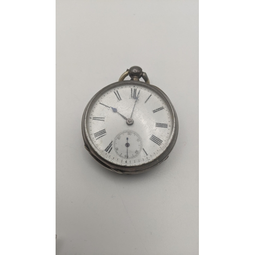 216 - A silver pair cased pocket watch, a silver pocket watch, and a silver watch chain Location:CAB7
If t... 