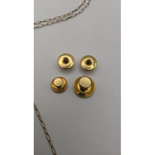 225 - A pair of 9 ct gold studs and a 9ct bold china link necklace total weight 4.9g
Location:CAB7
If ther... 