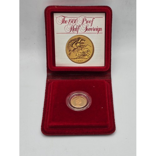 76 - United Kingdom - Elizabeth II (1952-2022), 1980 Gold Proof Half Sovereign, together with original bo... 