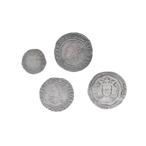 English Hammered Coinage - Elizabeth I (1558-1603), Sixpence 1569, with Rose, Groat ND(1560-1561) mm. Martlet, Halfgroat ND(1582-1600) two pellets behind bust, together with an Edward III London Groat,