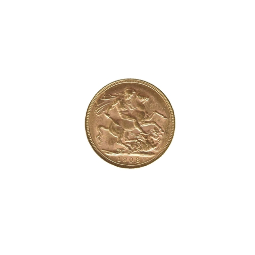 97 - United Kingdom - Edward VII (1901-1910), 1908 Gold Sovereign, Melbourne Mint,