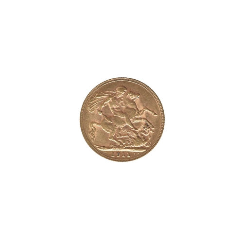 98 - United Kingdom - George V (1910-1936), 1911 Gold Sovereign, London Mint,