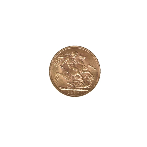 99 - United Kingdom - George V (1910-1936), 1912 Gold Sovereign, London Mint,