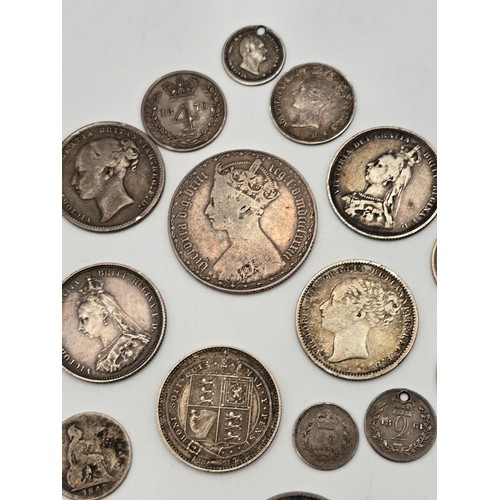 85 - British Silver Coins of Interest - (George III - Victoria) to include, 1787 Shilling, 1818 Sixpence,... 