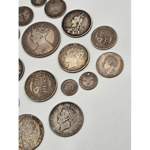 85 - British Silver Coins of Interest - (George III - Victoria) to include, 1787 Shilling, 1818 Sixpence,... 