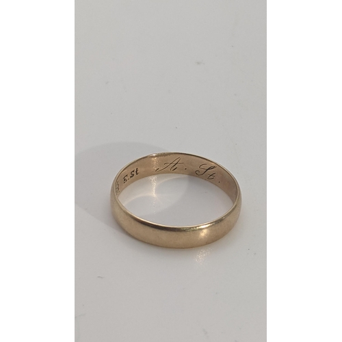 237 - A gold wedding band, tested as 10ct gold size R 1/2, 2.6g
Location:RING
If there is no condition rep... 