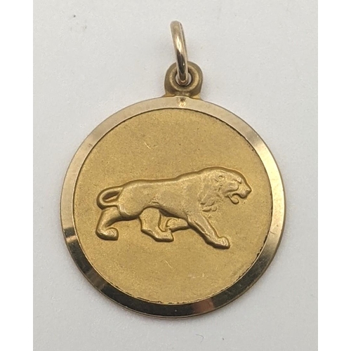 242 - A 9ct gold pendant decorated with a lion, 2.7g
Location:CAB7
If there is no condition report shown, ... 