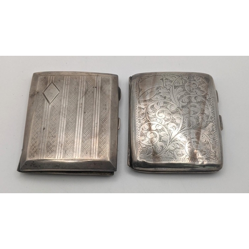 243 - Two silver cigarette cases to include a floral engraved example, hallmarked London 1924 and one othe... 