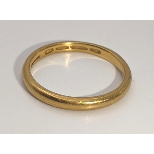 247 - A 22ct gold wedding band size S 1/2, 4.5g Location:RING
If there is no condition report shown, pleas... 