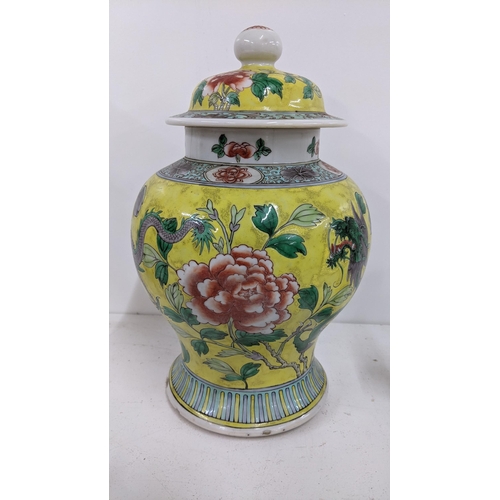 255 - Ceramics to include a Chinese ginger jar and cover, Staffordshire flatback figures and other items L... 