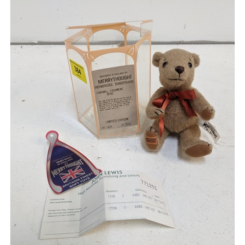 384 - A Merrythought miniature jointed teddy bear, limited edition 133/500, with original sales receipt Lo... 