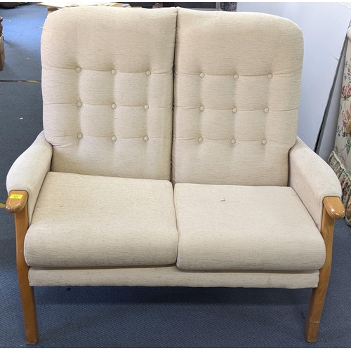 425 - A vintage beech framed beige upholstered two seater sofa, 105cm h x 123cm w
Location:RAB
If there is... 