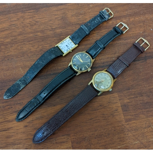 457 - Three gentleman's wristwatches to include a Rodania Sport with a black face and baton dial, a Ascani... 