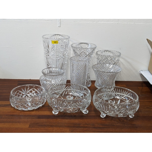 468 - Crystal to include two footed bowls, three cut crystal vases and other items A/F
Location:7-1
If the... 