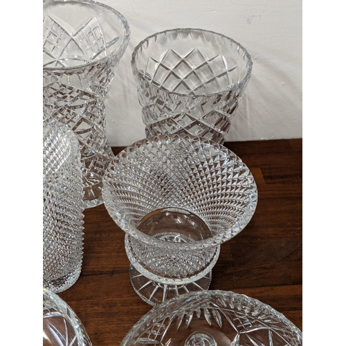 468 - Crystal to include two footed bowls, three cut crystal vases and other items A/F
Location:7-1
If the... 