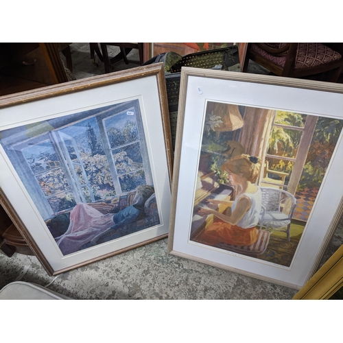 483 - Patrick Cullen - two limited edition signed prints - Sally playing the piano/French Windows, signed,... 