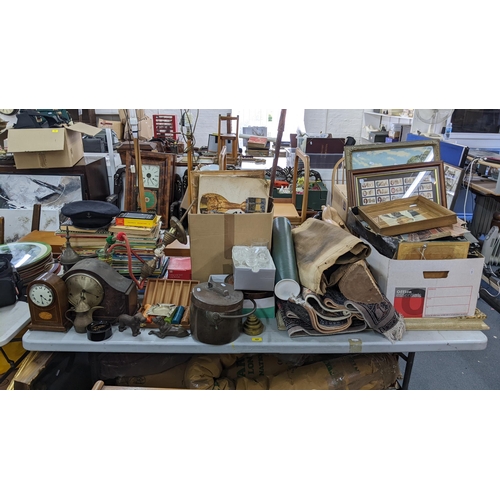 489 - A mixed lot to include framed pictures, rugs, tribal mask, clocks, books and other items Location:A2... 