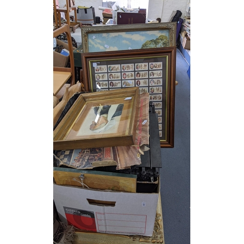 489 - A mixed lot to include framed pictures, rugs, tribal mask, clocks, books and other items Location:A2... 