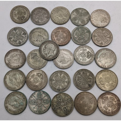 72 - Mixed Silver Coinage - Pre 1947 Florins to include George V and George VI, in various conditions, ap... 