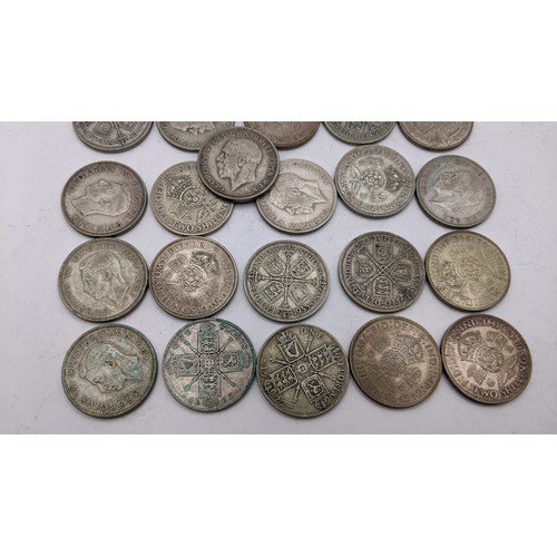 72 - Mixed Silver Coinage - Pre 1947 Florins to include George V and George VI, in various conditions, ap... 