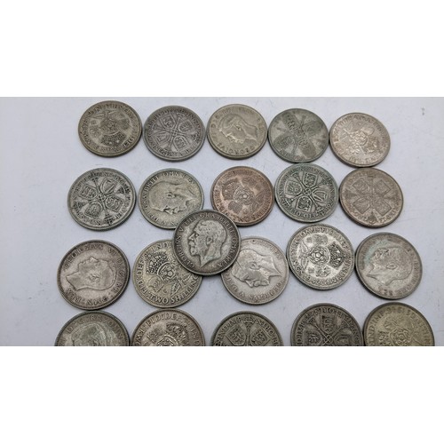 72 - Mixed Silver Coinage - Pre 1947 Florins to include George V and George VI, in various conditions, ap... 