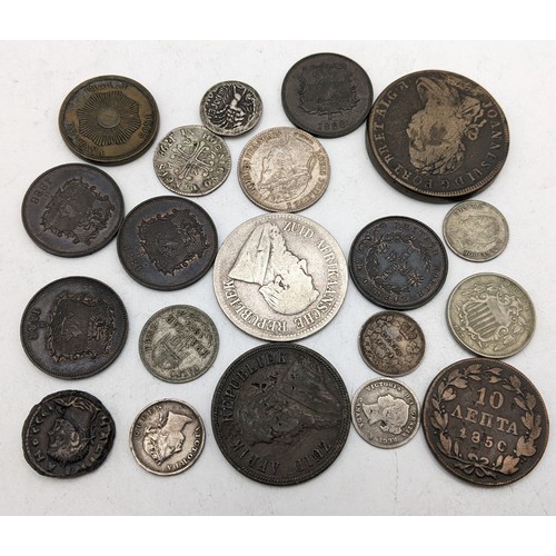 86 - Mixed Coins of the World - South Africa 1894 2.5 Shillings, France 1835 1 Franc, Kingdom of Naples F... 