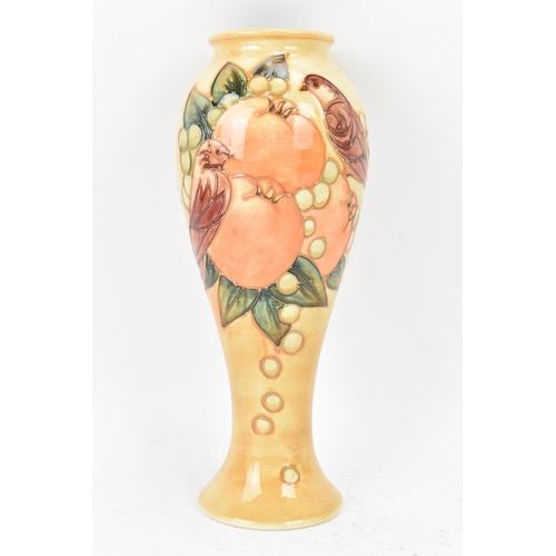 1 - A Moorcroft pottery 'Finches Ochre' pattern vase, designed by Sally Tuffin, circa 1990, of baluster ... 