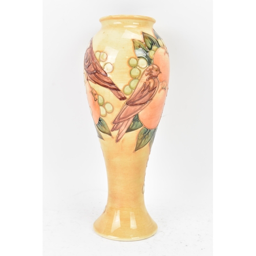 1 - A Moorcroft pottery 'Finches Ochre' pattern vase, designed by Sally Tuffin, circa 1990, of baluster ... 