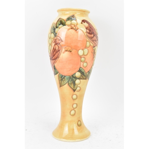 1 - A Moorcroft pottery 'Finches Ochre' pattern vase, designed by Sally Tuffin, circa 1990, of baluster ... 