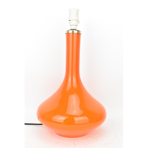 100 - A 1960s large Danish orange cased glass baluster table lamp by Jacob E Bang for Holmegaard, 35cm hig... 