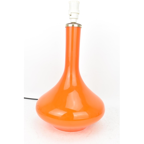 100 - A 1960s large Danish orange cased glass baluster table lamp by Jacob E Bang for Holmegaard, 35cm hig... 