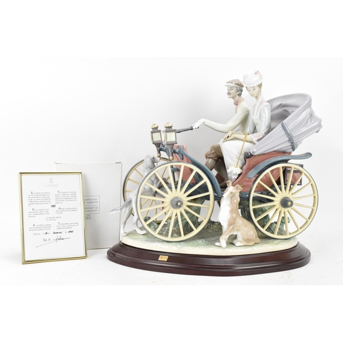 102 - A Lladro large limited edition porcelain group entitled 'Sunday Drive', with a framed certificate, d... 