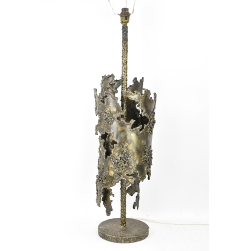 108 - A Marcello Fantoni Italian brutalist torch cut table lamp of architectural form and abstract design,... 