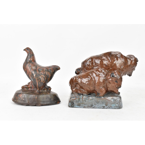 109 - Stella R Crofts (1898-1964) Two sculptures to include an earthenware model entitled 'American Bison'... 