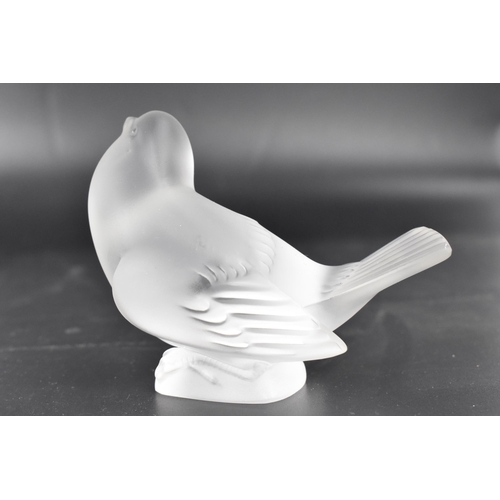 112 - A Lalique 'Moineau Moqueur' frosted glass paperweight fashioned as sparrow, signed 'Lalique France' ... 