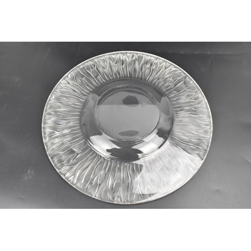 113 - A late 20th century Lalique glass bowl, having a stylised sunburst moulded rim, etched signature 'La... 