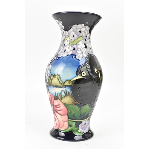 12 - A Moorcroft pottery trial piece seconds quality vase, of baluster form, decorated with birds in a co... 