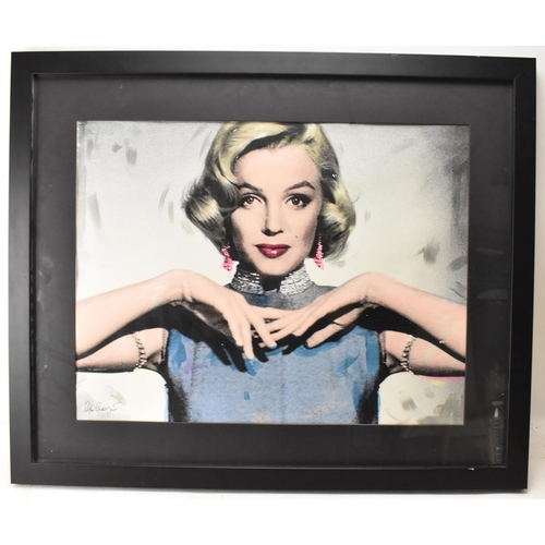 121 - Simon Claridge - A silkscreen on abstract with a hand painted layer print depicting Marilyn Monroe, ... 