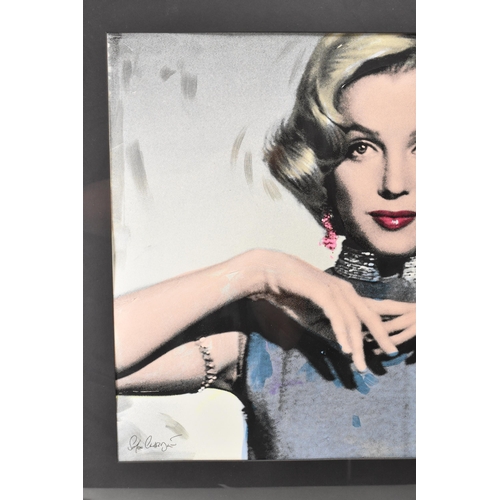 121 - Simon Claridge - A silkscreen on abstract with a hand painted layer print depicting Marilyn Monroe, ... 