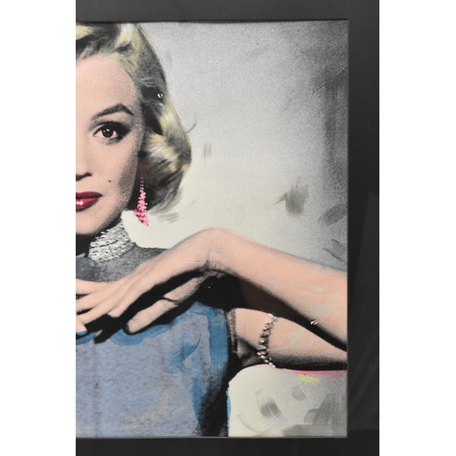 121 - Simon Claridge - A silkscreen on abstract with a hand painted layer print depicting Marilyn Monroe, ... 