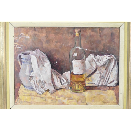 124 - George Weissbort (1928-2013) - Two oil on board still life paintings, one entitled 'The Bottle of Sa... 