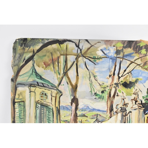 129 - French school, An unframed watercolour depicting a country landscape scene, signed Raoul Dufy to the... 