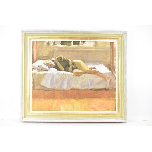 131 - Ken Howard, R.A. (1932-2022) - Oil on canvas entitled 'Lizzy Sleeping', signed to the lower right co... 