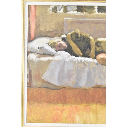 131 - Ken Howard, R.A. (1932-2022) - Oil on canvas entitled 'Lizzy Sleeping', signed to the lower right co... 