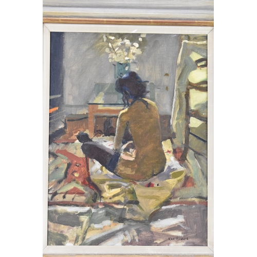 132 - Ken Howard, R.A. (1932-2022) - Oil on canvas entitled 'Black Stockings', signed to the lower right c... 