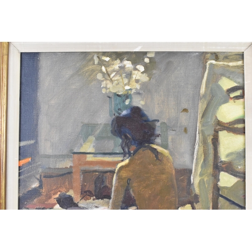 132 - Ken Howard, R.A. (1932-2022) - Oil on canvas entitled 'Black Stockings', signed to the lower right c... 