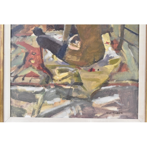 132 - Ken Howard, R.A. (1932-2022) - Oil on canvas entitled 'Black Stockings', signed to the lower right c... 